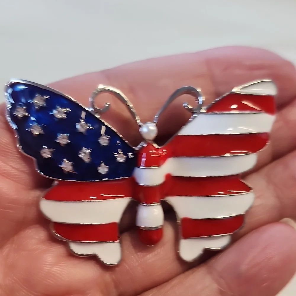 Patriotic Butterfly Brooch